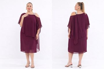 Picture of CURVY GIRL CHIFFON DRESS WITH SPARKLES ON SHOULDER